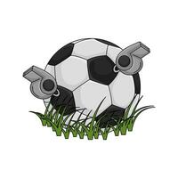 fútbol pelota con silbar ilustración vector