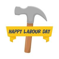 hammer with happy labour day illustration vector