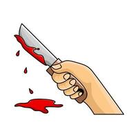 blood in knife with in hand illustration vector