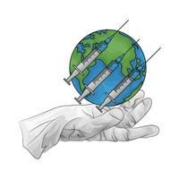 injection diabetes with earth in over hand  illustration vector