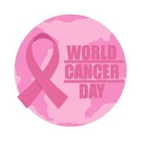 ribbon cancer with earth illustration vector