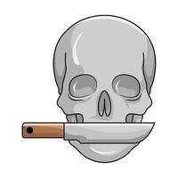 knife with skull illustration vector