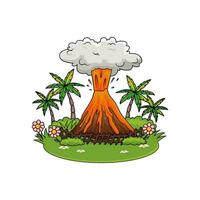 eruption in forest illustration vector