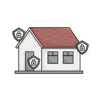 home building with padlock in shield illustration vector