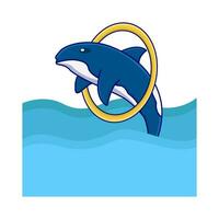 ballena en Hoola Hoop con en nadando piscina ilustración vector
