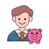 inversor con cerdito banco ilustración vector