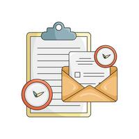 email, clock time with document illustration vector