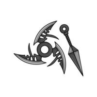 kunai with shuriken illustration vector