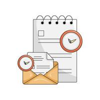 mail, document with clock time illustration vector