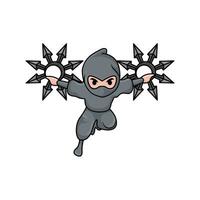 shuriken en mano ninja ilustración vector