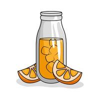 juice orange with orange fruit slice illustration vector