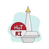 monas with badge indonesia illustration vector