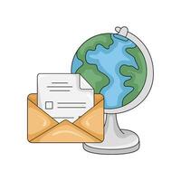 mail with globe illustration vector