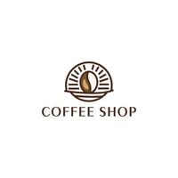 Vintage line art coffee logo template vector