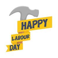 hammer with happy labour day illustration vector