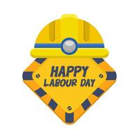 helmet labour with happy labour day in board illustration vector