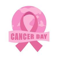 ribbon cancer with earth illustration vector