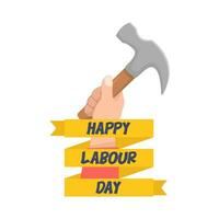 hammer in hand with labour day illustration vector