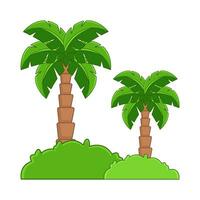 palma árbol con césped ilustración vector