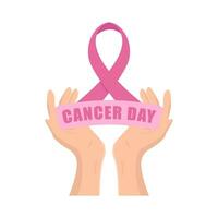 ribbon cancer day  in hand illustration vector