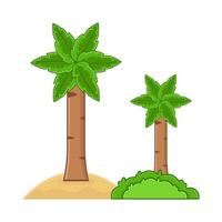 palm tree in beach with grass illustration vector