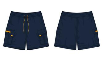 Modern shorts mockup front and back view vector