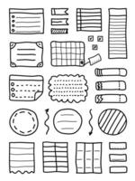 Doodle bullet journal. Hand drawn vector elements for notebook, diary and planner. Banners isolated on white background