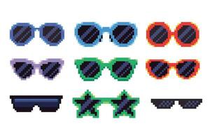 píxel lentes icono vector píxel Arte Gafas de sol elemento