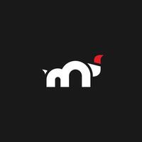 letter M and red horn bull logo icon vector