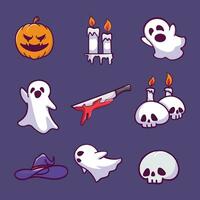 halloween cartoons collection vector