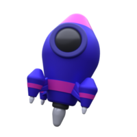 unique 3d rendering blue rocket icon illustration.Realistic vector illustration. png