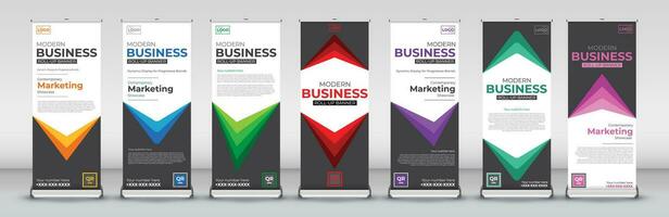 abstract Roll up Banner template set vector