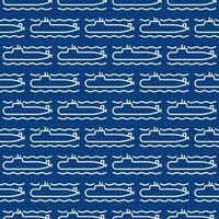 Submarine vector Army concept blue line seamless pattern