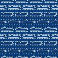 Submarine vector Army concept blue line seamless pattern