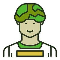 soldado en un casco vector héroe concepto de colores icono o firmar