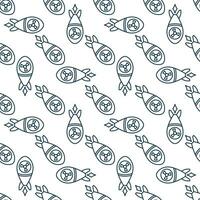 Nuclear Rocket vector concept thin line seamless pattern or background