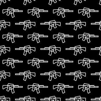 Automatic Rifle vector concept linear dark seamless pattern. Assault Rifle background