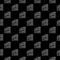 Destroyed Building vector concept dark outline seamless pattern