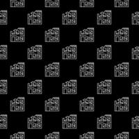 Destroyed Building vector concept dark outline seamless pattern