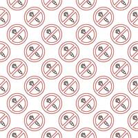 Prohibition of Missile Attacks vector concept round outline seamless pattern. Stop Bombing background