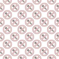 Prohibition of Missile Attacks vector concept round outline seamless pattern. Stop Bombing background