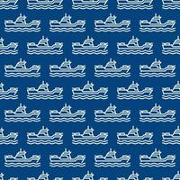 Warship vector military ship concept blue outline seamless pattern - Battleship background