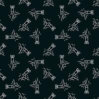 Rocket Hit with Explosion vector concept dark line seamless pattern