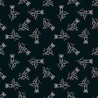 Rocket Hit with Explosion vector concept dark line seamless pattern