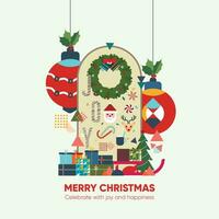 Christmas festive background in flat vector illustration