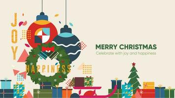 Merry Christmas background in flat vector illustration