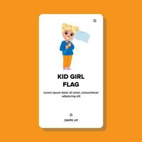 happy kid girl flag vector