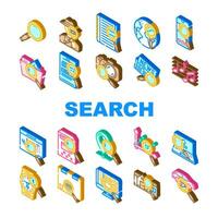 search web internet bar icons set vector