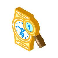 clock search magnifying glass isometric icon vector illustration