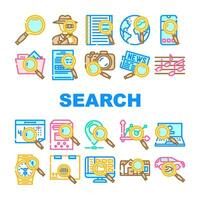 search web internet bar icons set vector